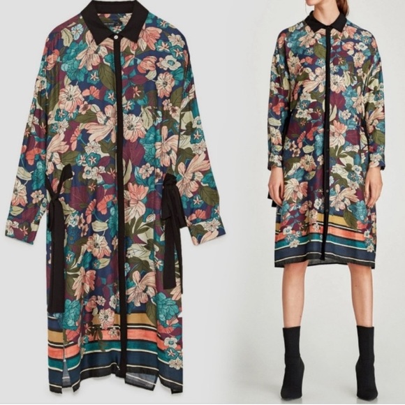 Zara Floral Shirt Dress with Pockets - Picture 16 of 16
